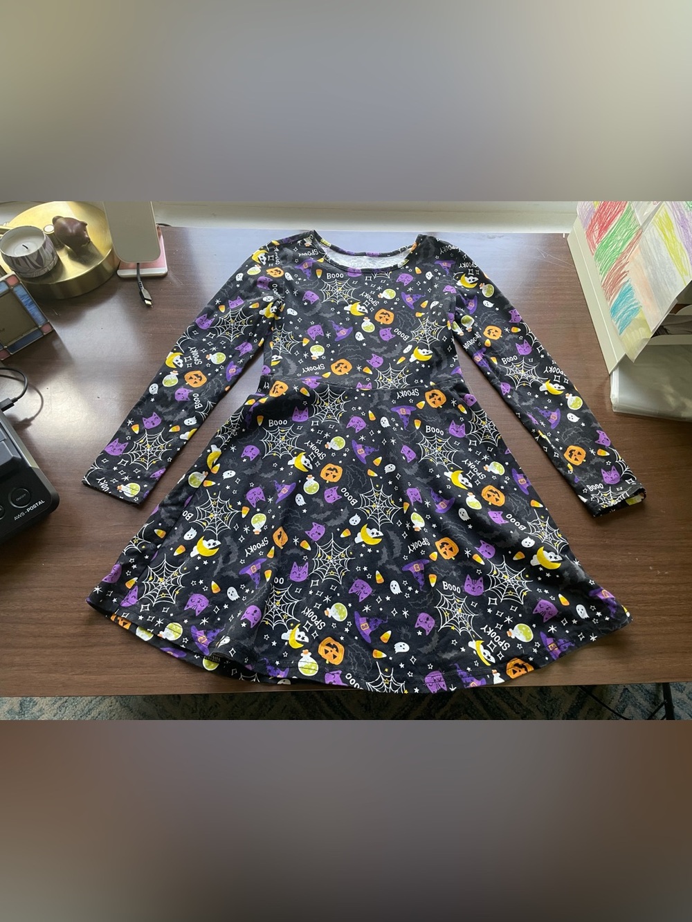 Children’s Place Black Halloween Dress with Purple & Orange Accents